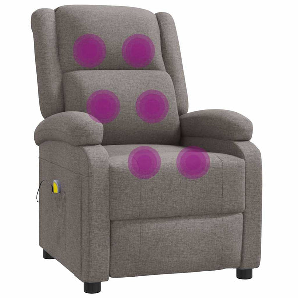 Massagesessel Taupe Stoff Ohrensessel