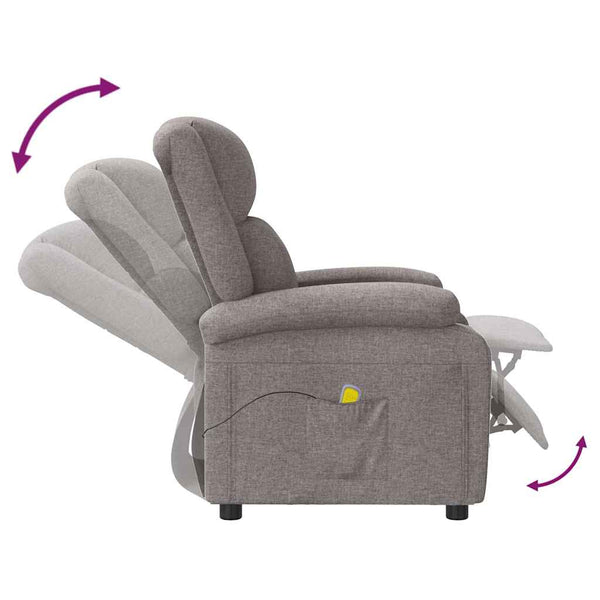 Massagesessel Taupe Stoff Ohrensessel