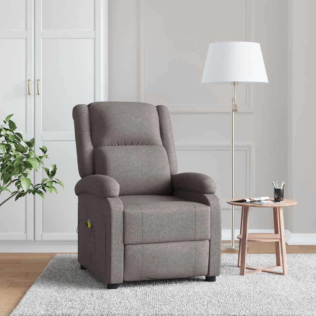 Massagesessel Taupe Stoff Ohrensessel