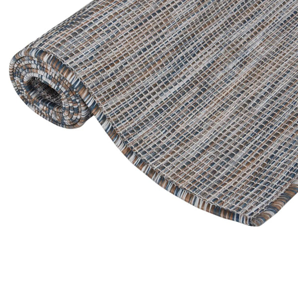 vidaXL Outdoor Flatweave Rug 80x150 cm Brown and Blue