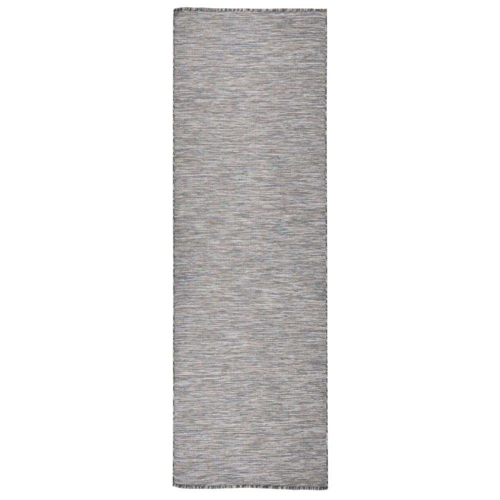 vidaXL Outdoor Rug Flat Woven 80x250 cm Brown and Blue