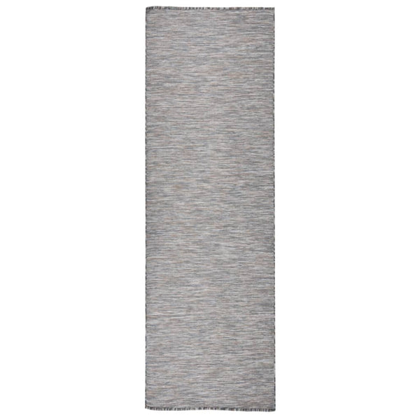 vidaXL Outdoor Rug Flat Woven 80x250 cm Brown and Blue