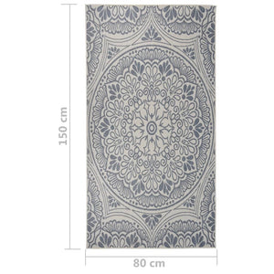 vidaXL Outdoor Rug Flat Woven 80x150 cm Blue Pattern