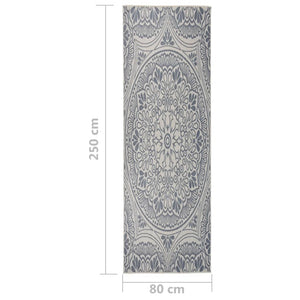vidaXL Flatweave Outdoor Rug 80x250 cm Blue Pattern