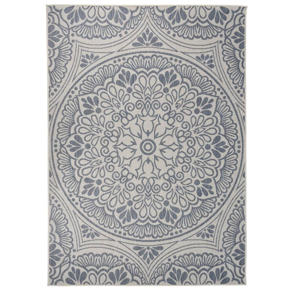 vidaXL Outdoor Flat-Woven Rug 120x170 cm Blue Pattern