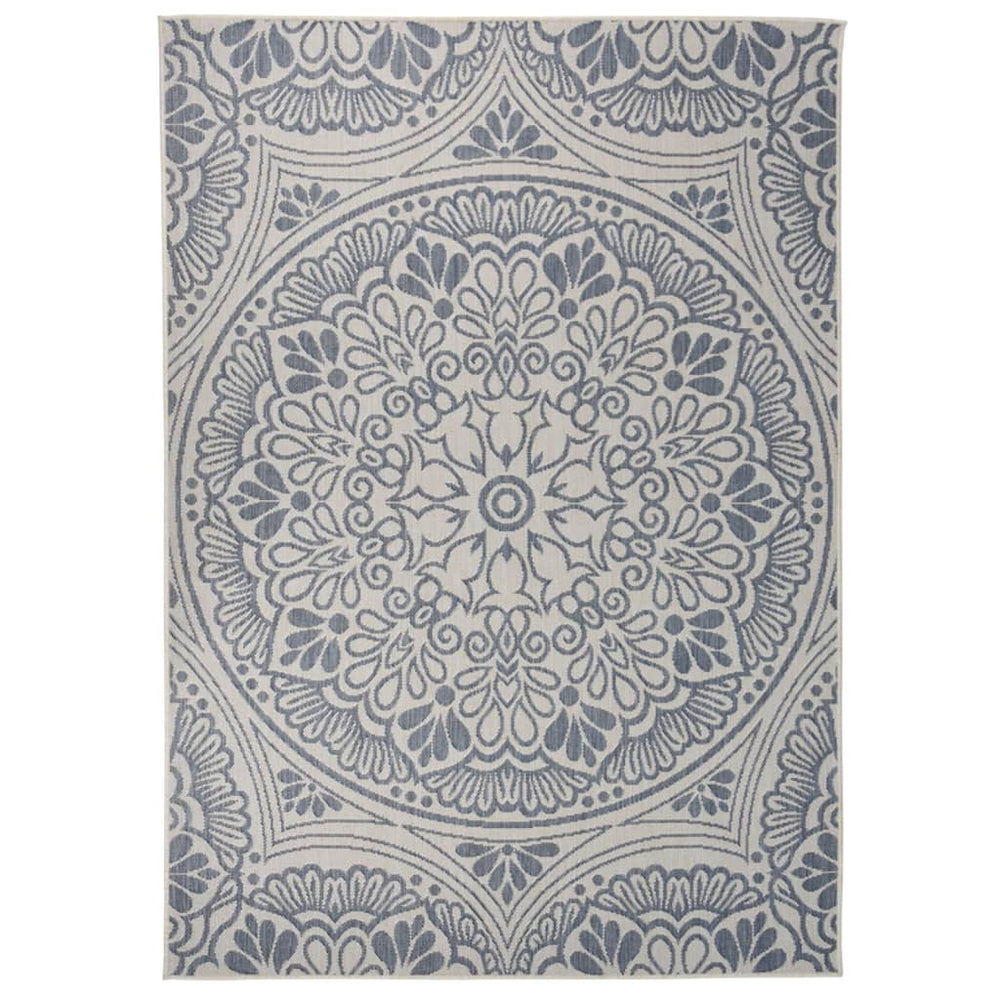 vidaXL Outdoor Flatweave Rug 140x200 cm Blue Pattern