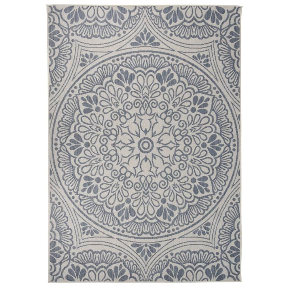 vidaXL Outdoor Flat-Woven Rug 160x230 cm Blue Pattern