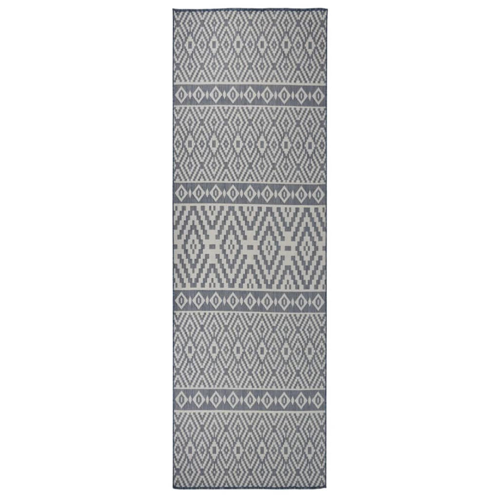 vidaXL Outdoor Flat-Woven Rug 80x250 cm Blue Striped