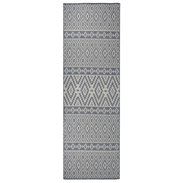 vidaXL Outdoor Flat-Woven Rug 80x250 cm Blue Striped