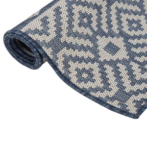 vidaXL Outdoor Flat-Woven Rug 80x250 cm Blue Striped