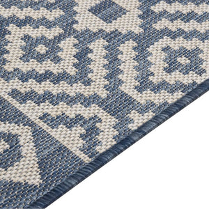 vidaXL Outdoor Flat-Woven Rug 80x250 cm Blue Striped