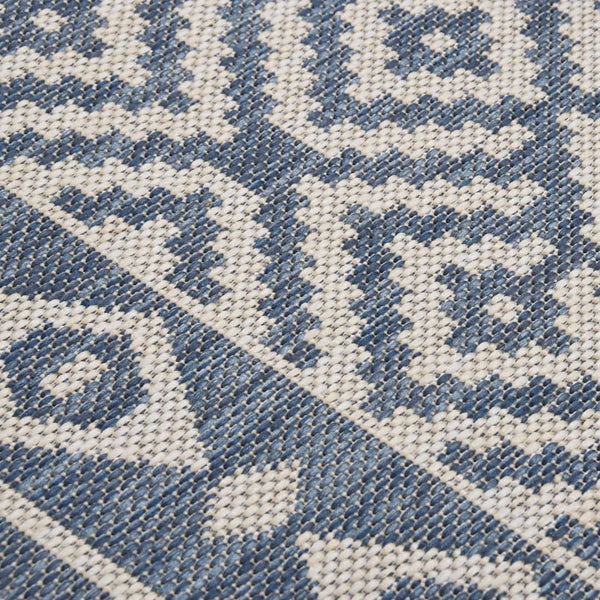 vidaXL Outdoor Flat-Woven Rug 80x250 cm Blue Striped