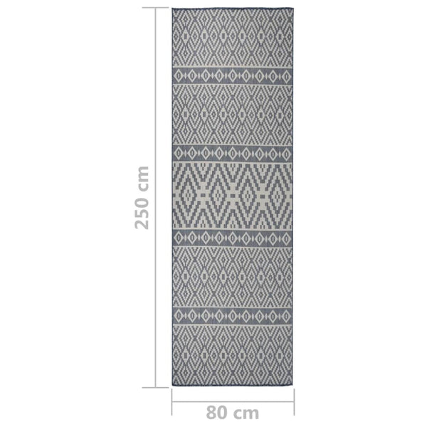 vidaXL Outdoor Flat-Woven Rug 80x250 cm Blue Striped