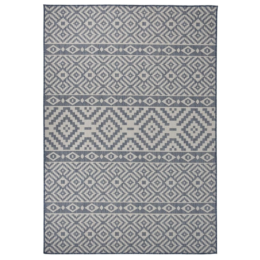 vidaXL Outdoor Rug Flat Woven 160x230 cm Blue Striped