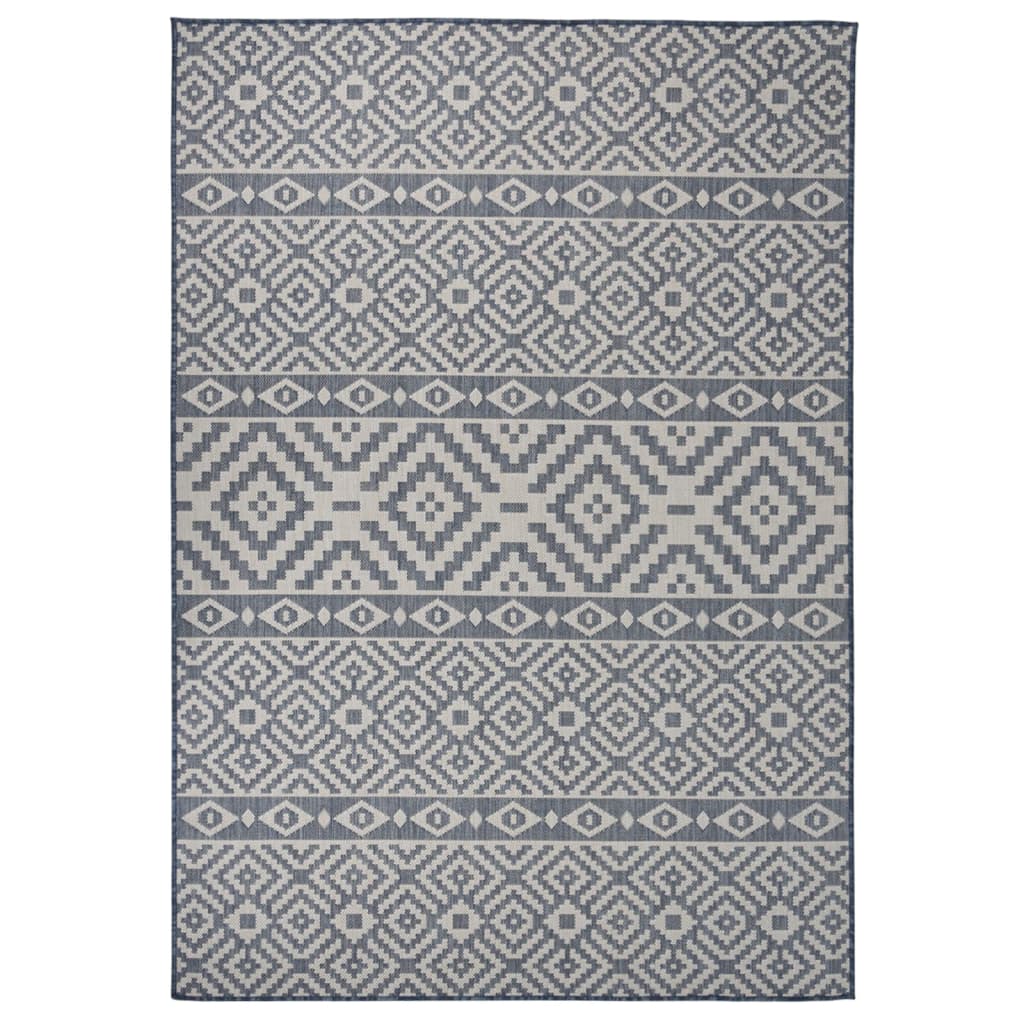 vidaXL Outdoor Rug Flat Woven 160x230 cm Blue Striped