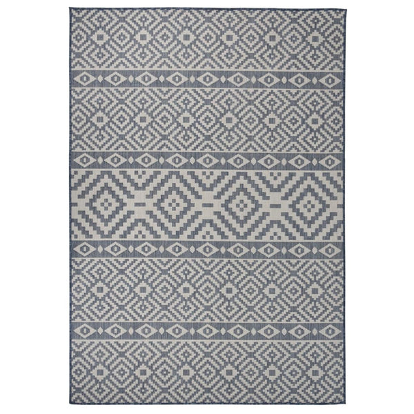 vidaXL Outdoor Rug Flat Woven 160x230 cm Blue Striped