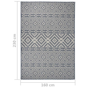 vidaXL Outdoor Rug Flat Woven 160x230 cm Blue Striped