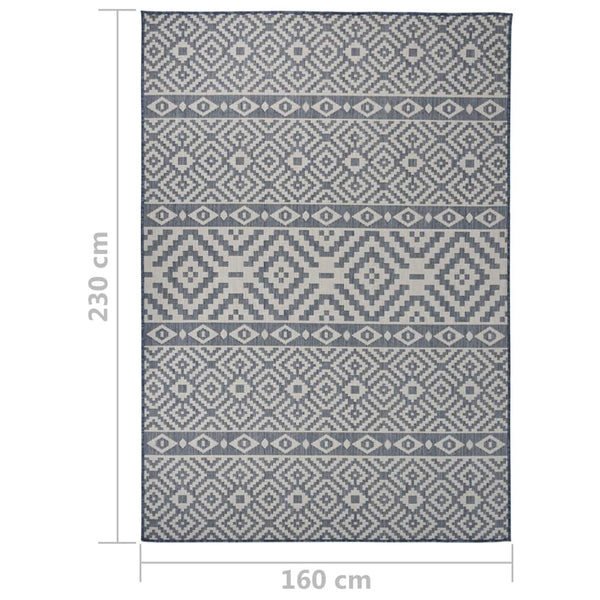 vidaXL Outdoor Rug Flat Woven 160x230 cm Blue Striped