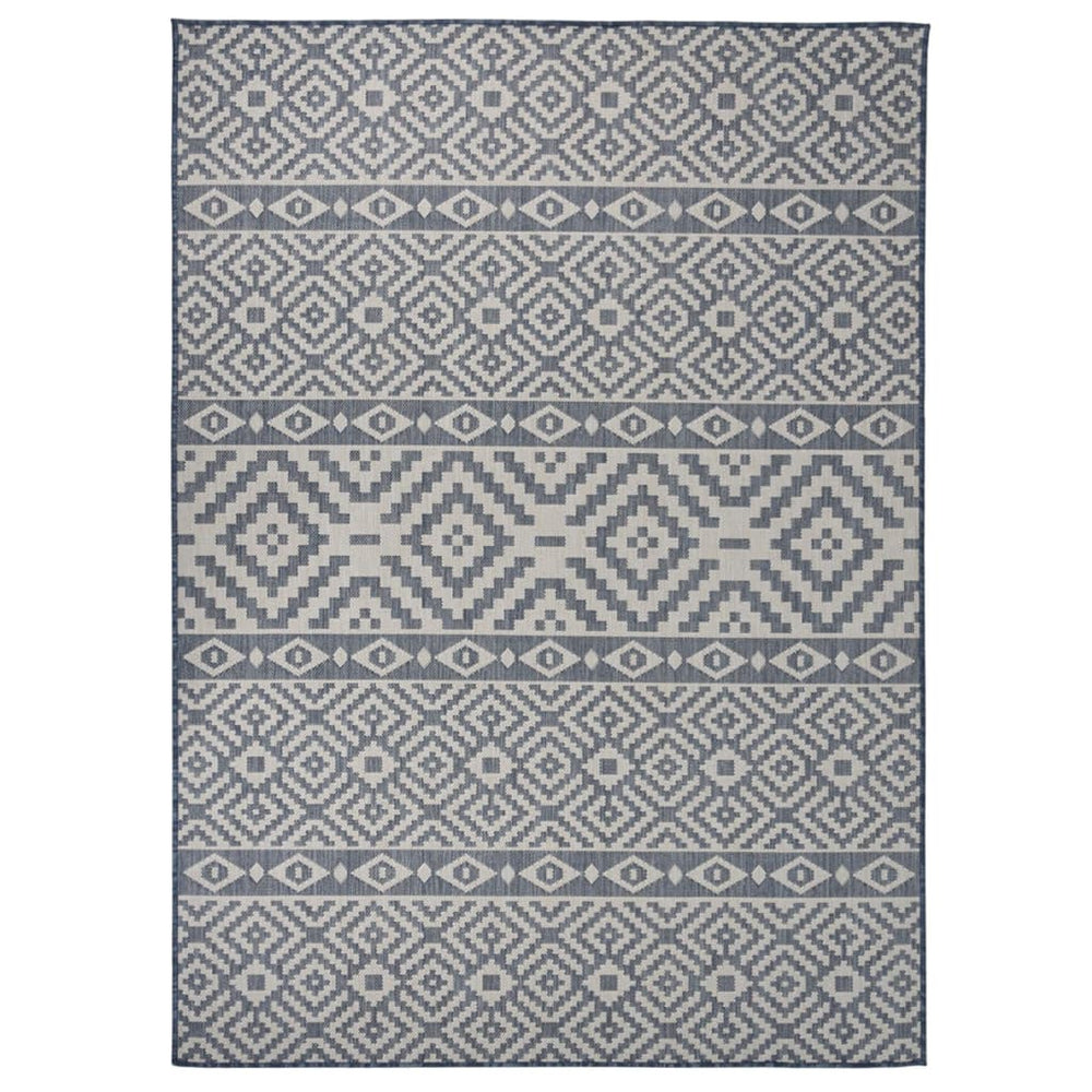 vidaXL Outdoor Flatweave Rug 200x280 cm Blue Striped