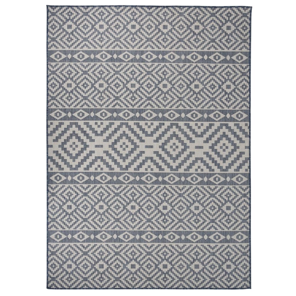 vidaXL Outdoor Flatweave Rug 200x280 cm Blue Striped