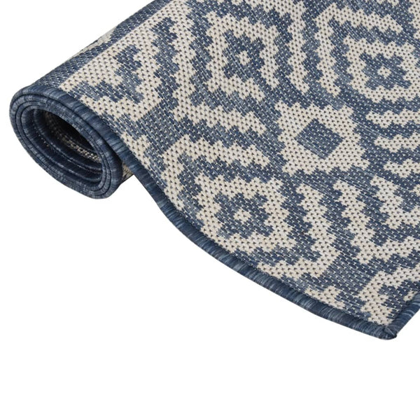 vidaXL Outdoor Flatweave Rug 200x280 cm Blue Striped