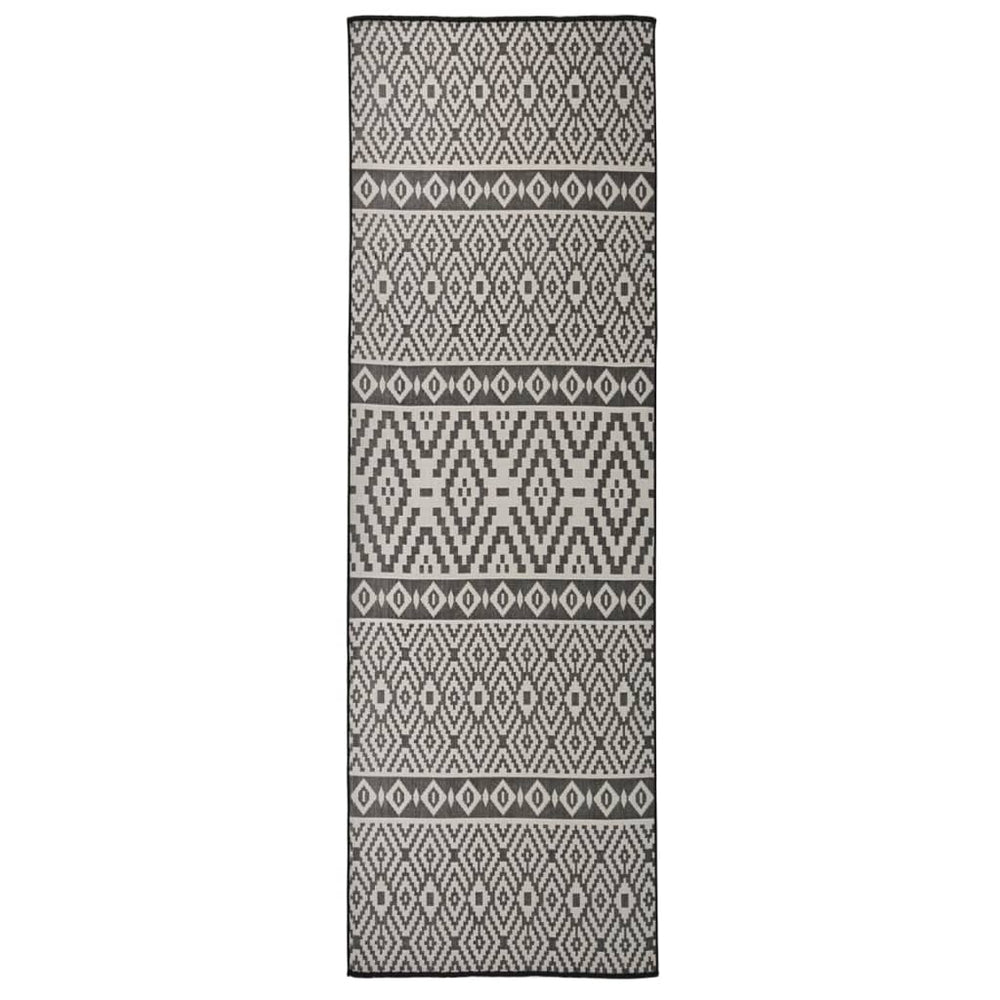 vidaXL Outdoor Flatweave Rug 80x250 cm Black Striped