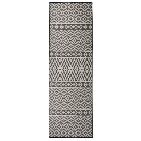 vidaXL Outdoor Flatweave Rug 80x250 cm Black Striped