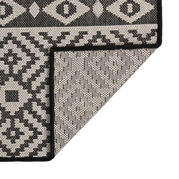 vidaXL Outdoor Flatweave Rug 80x250 cm Black Striped