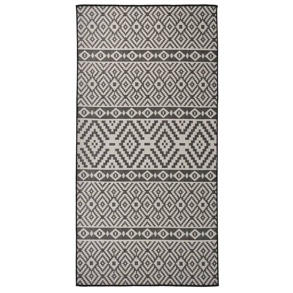 vidaXL Outdoor Flatweave Rug 100x200 cm Black Striped
