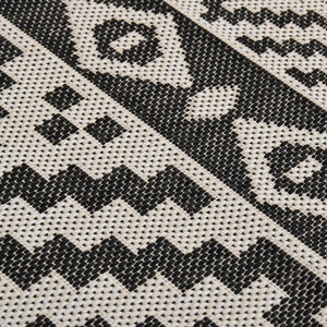 vidaXL Outdoor Flatweave Rug 100x200 cm Black Striped