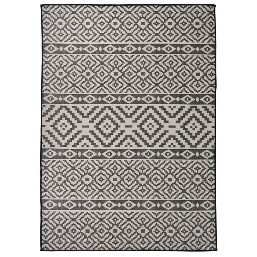 vidaXL Outdoor Flatweave Rug 120x170 cm Black Striped