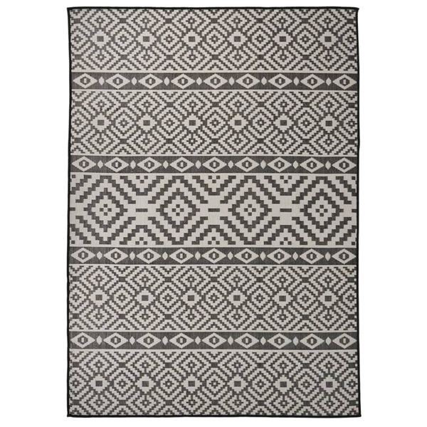vidaXL Outdoor Flatweave Rug 120x170 cm Black Striped