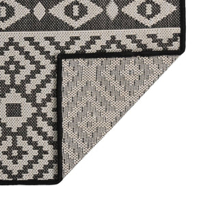 vidaXL Outdoor Flatweave Rug 120x170 cm Black Striped