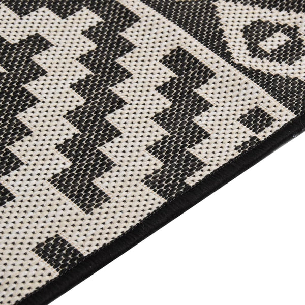vidaXL Outdoor Flatweave Rug 120x170 cm Black Striped