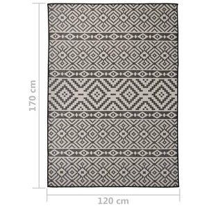 vidaXL Outdoor Flatweave Rug 120x170 cm Black Striped