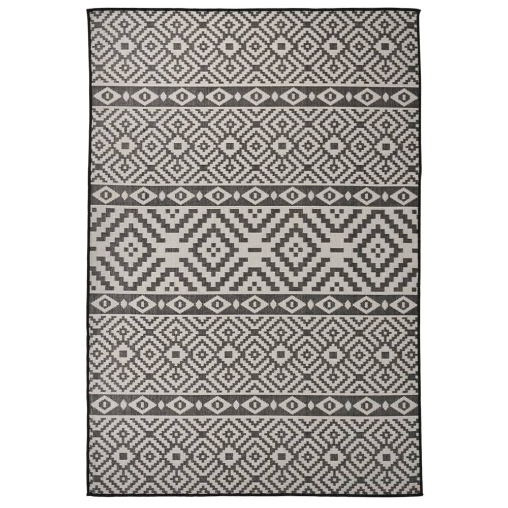 vidaXL Outdoor Rug Flat Woven 160x230 cm Black Striped