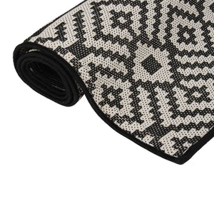 vidaXL Outdoor Rug Flat Woven 160x230 cm Black Striped
