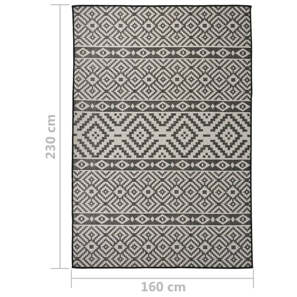 vidaXL Outdoor Rug Flat Woven 160x230 cm Black Striped