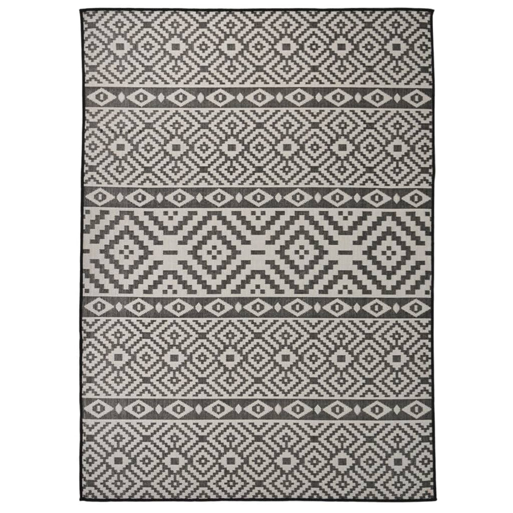 vidaXL Flatweave Outdoor Rug 200x280 cm Black Striped