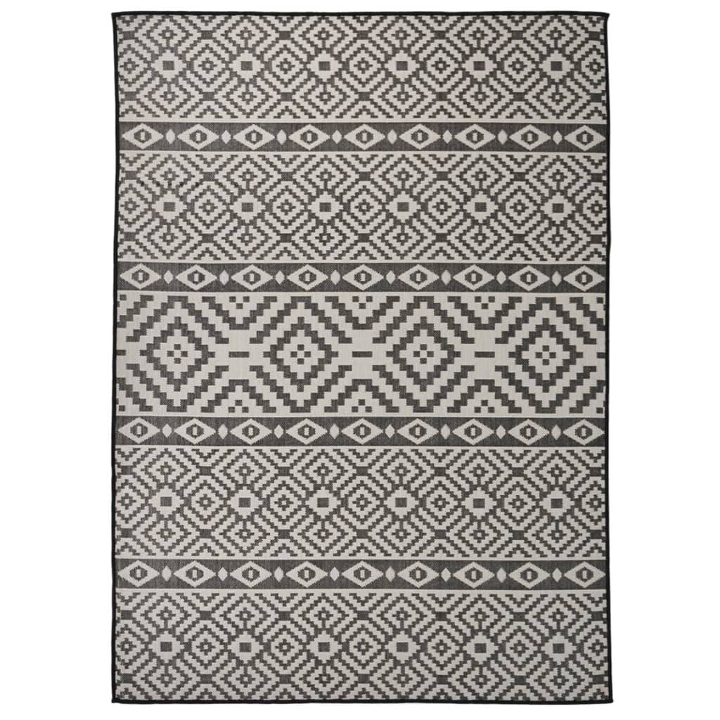 vidaXL Flatweave Outdoor Rug 200x280 cm Black Striped