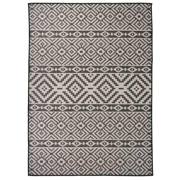 vidaXL Flatweave Outdoor Rug 200x280 cm Black Striped