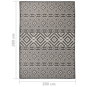 vidaXL Flatweave Outdoor Rug 200x280 cm Black Striped