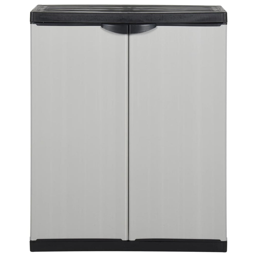 vidaXL Garden Storage Cabinet with 1 Shelf Grey and Black 68x40x85 cm