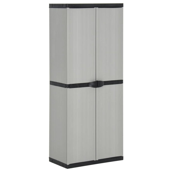 vidaXL Garden Storage Cabinet with 3 Shelves Grey & Black 68x40x168 cm