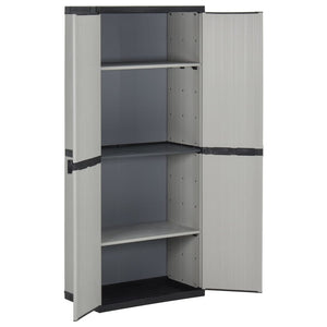 vidaXL Garden Storage Cabinet with 3 Shelves Grey & Black 68x40x168 cm