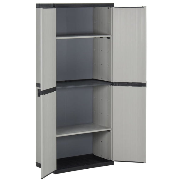 vidaXL Garden Storage Cabinet with 3 Shelves Grey & Black 68x40x168 cm