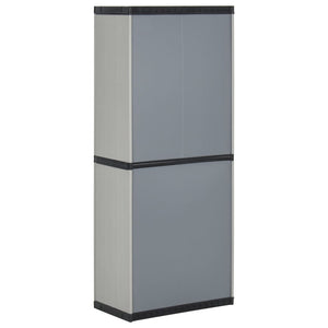 vidaXL Garden Storage Cabinet with 3 Shelves Grey & Black 68x40x168 cm