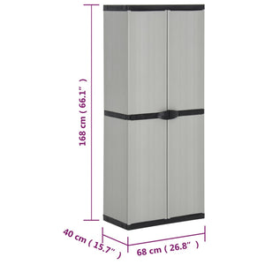 vidaXL Garden Storage Cabinet with 3 Shelves Grey & Black 68x40x168 cm