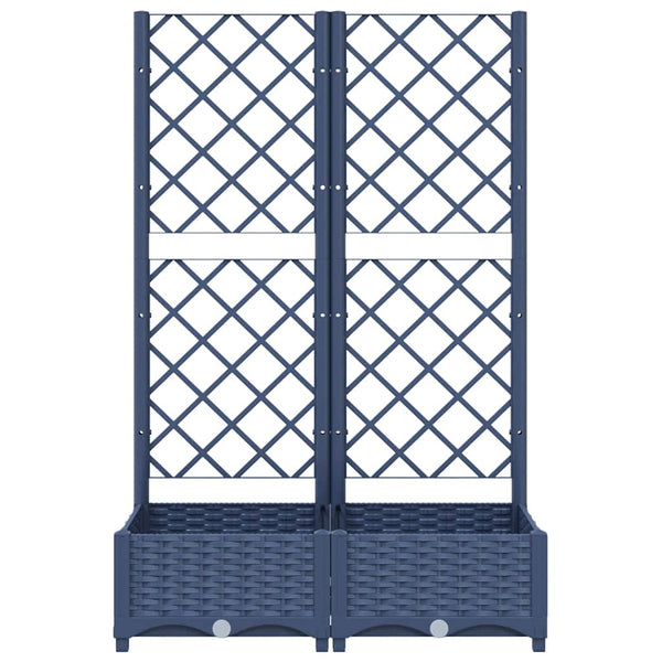 Garten-Pflanzgefäß mit Spalier Blaugrau 80 x 40 x 121,5 cm PP