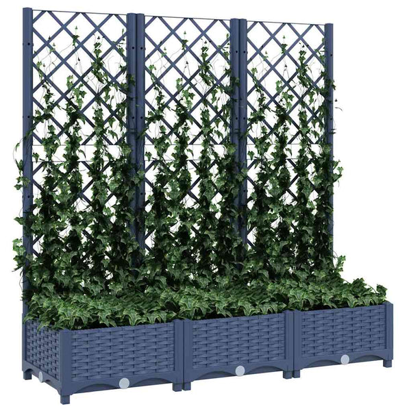 Pflanzkübel mit Spalier Blaugrau 120x40x121,5 cm PP